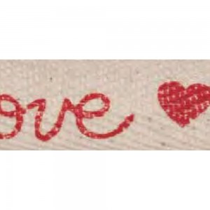 Hemline VR15.074 Лента хлопковая на картонной мини-катушке "Love & Hearts"
