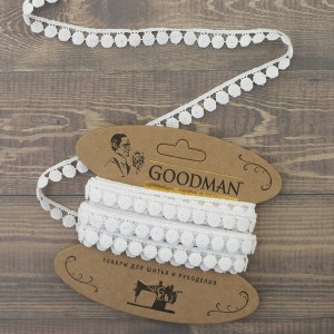 Goodman G-4634.212 Кружево гипюр, ширина 12 мм, цвет белый, 4.5 м