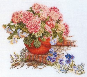 Thea Gouverneur 2078 Hydrangea and Pansies (Гортензия и анютины глазки)