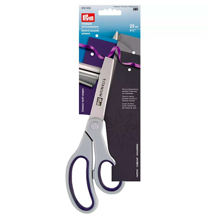Prym 610553 Ножницы универсальные Титаниум пластиковые ручки с мягкими внутренними кольцами