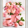 Алмазная живопись АЖ-1883 Букет розовое чаепитие