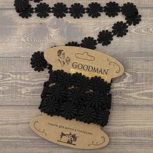 Goodman G-4988.13 Кружево гипюр, ширина 28 мм, цвет черный, 3.5 м