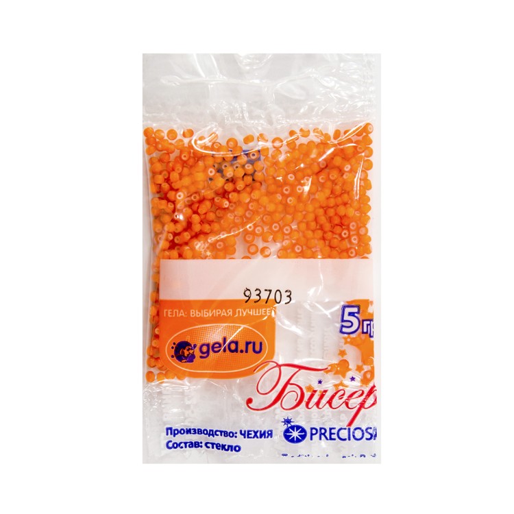 Preciosa Ornela 93703 Оранжевый, белая серединка бисер 10/0 5 г