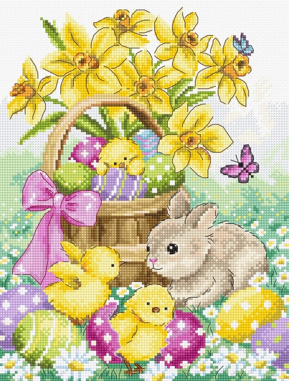 Набор для вышивания LetiStitch L8033 Easter Rabbit and Chicks
