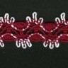IEMESA 1084/G8 Плетеное хлопковое кружево, ширина 11 мм, цвет бордовый с белым