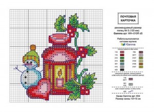 Панна 201805 Открытка "Новогодний фонарик" - схема для вышивания