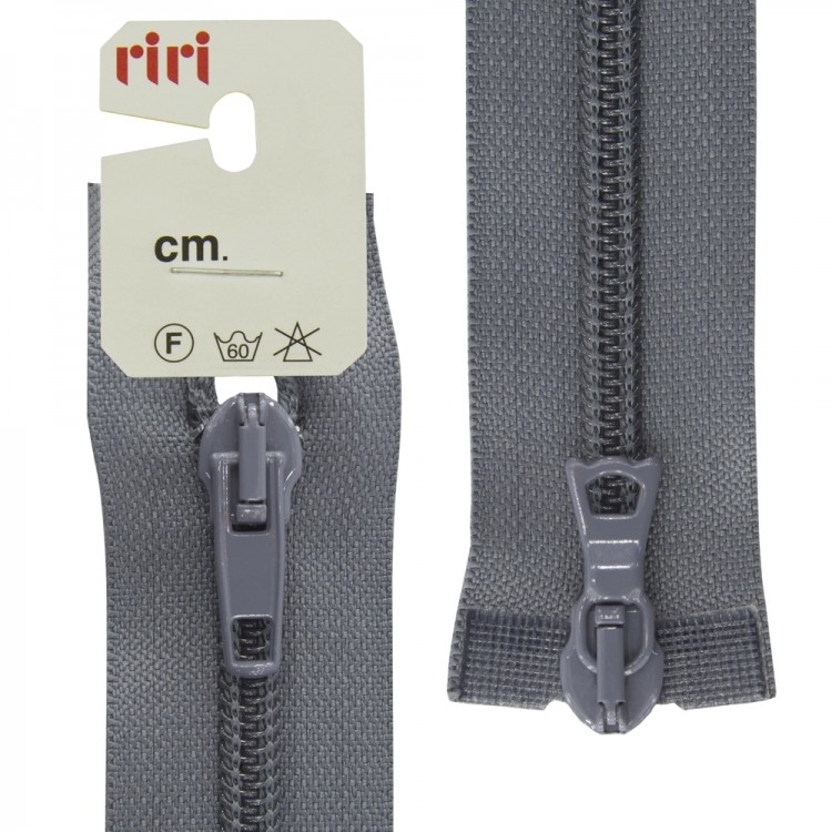 Riri 2519755/55/2121 Молния спираль, разъемная, 2 замка, 6 мм, 55 см, серый стальной