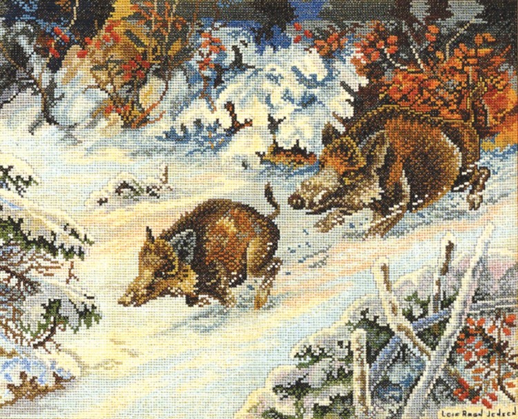 Набор для вышивания Eva Rosenstand 14-203 Кабанчики в зимнем лесу
