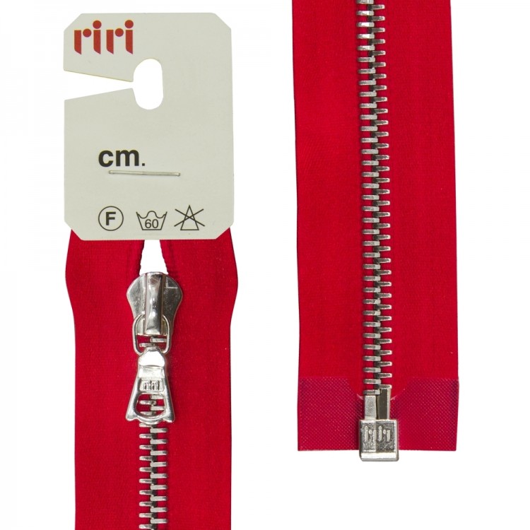 Riri 3551226/70/9426 Молния металлическая, разъемная, на атласной тесьме, 6 мм, 70 см, ярко-красный