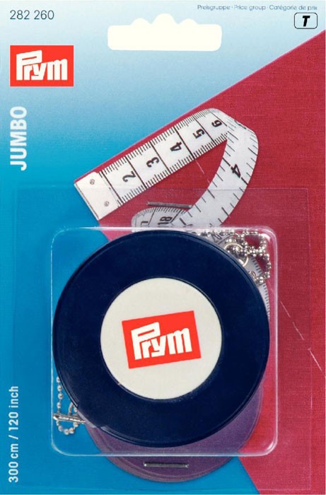 Prym 282260 Рулетка с сантиметровой и дюймовой шкалой "Джумбо", 300см (120 дюймов)