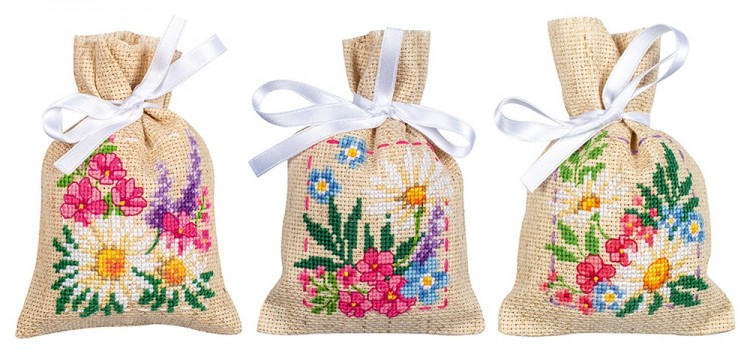 Набор для вышивания Vervaco PN-0196584 Мешочки (саше) "Весенние цветы"