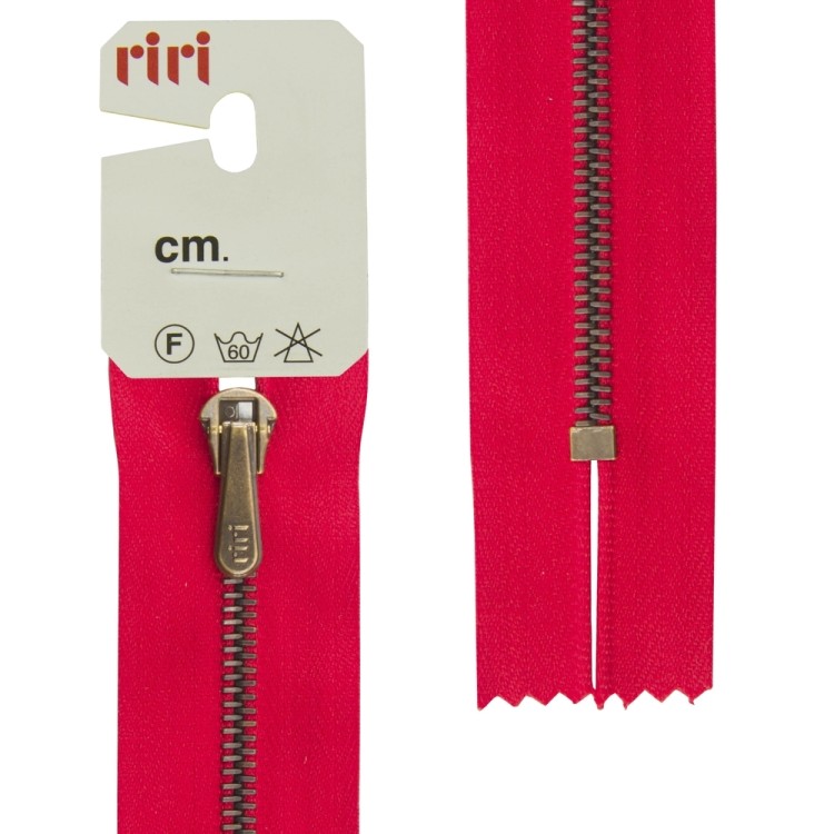 Riri 3408790/18/2407 Молния металлическая, неразъемная, брючная, 4 мм, 18 см, красный
