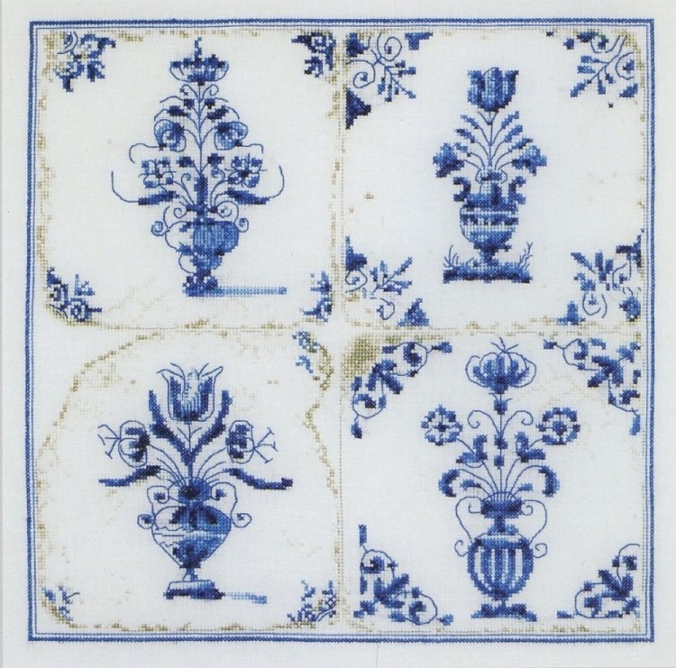 Набор для вышивания Thea Gouverneur 483 Antique Tiles, Flower Vases