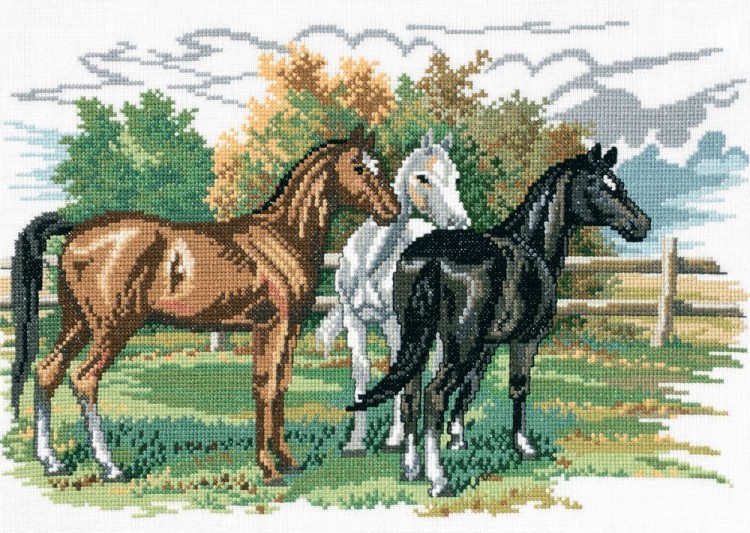 Набор для вышивания Eva Rosenstand 72-474 Три лошади