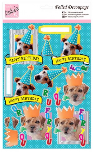 Docrafts ANT169661 Бумага с высечкой "Собаки на День Рождения"