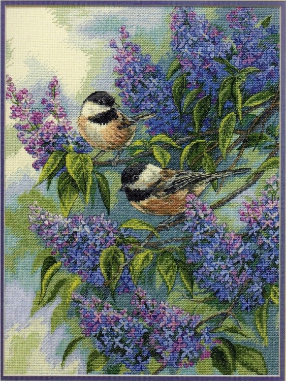 Набор для вышивания Dimensions 35258 Chickadees & Lilacs (made in USA)