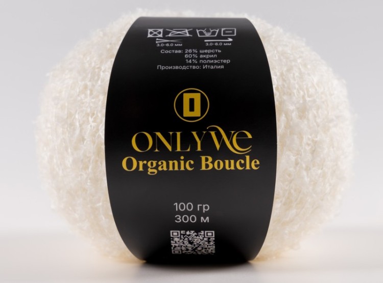 Пряжа для вязания OnlyWe MBU01 Organic boucle Молочная пряжа буклированная (2 шт)