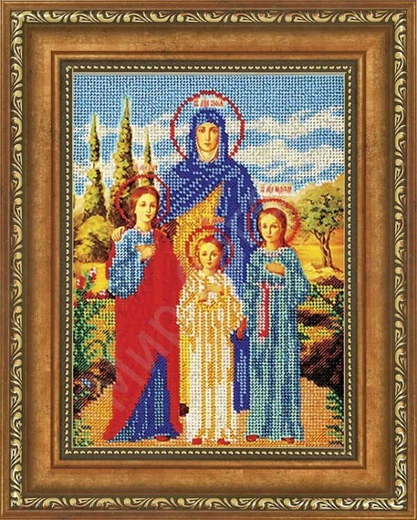 Мир багета 33БК 1417-016_ПЛ Рама для иконы "Вера, Надежда, Любовь" Радуга бисера (Кроше)