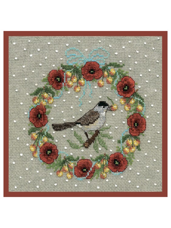 Набор для вышивания Le Bonheur des Dames 2693 June wreath black-headed warbler (Июньский венок Черноголовая пеночка)