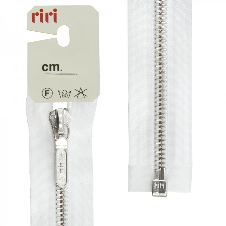 Riri 3551321/60/2101 Молния металлическая, разъемная, на атласной тесьме, 6 мм, 60 см, белый