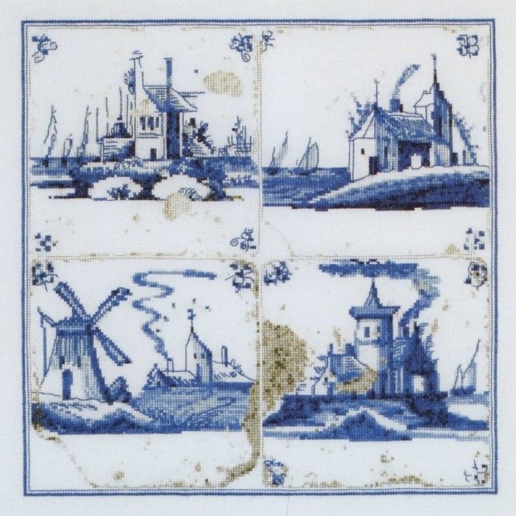 Набор для вышивания Thea Gouverneur 484 Antique Tiles, Villages