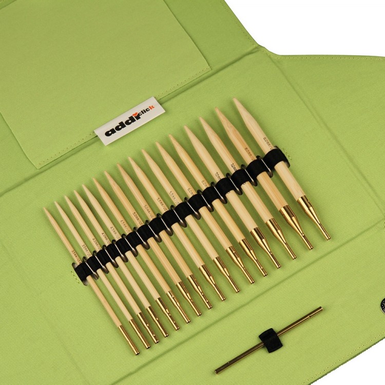 Addi 550-2/000 Набор круговых бамбуковых спиц со сменными лесками AddiClick Bamboo