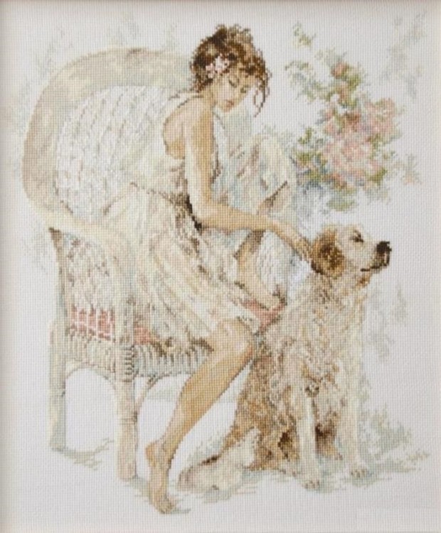 Набор для вышивания Lanarte PN-0007951 Girl In Chair With Dog