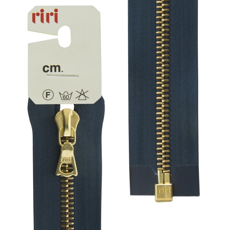 Riri 3503219/60/2131 Молния металлическая, разъемная, на атласной тесьме, 6 мм, 60 см, синий темный