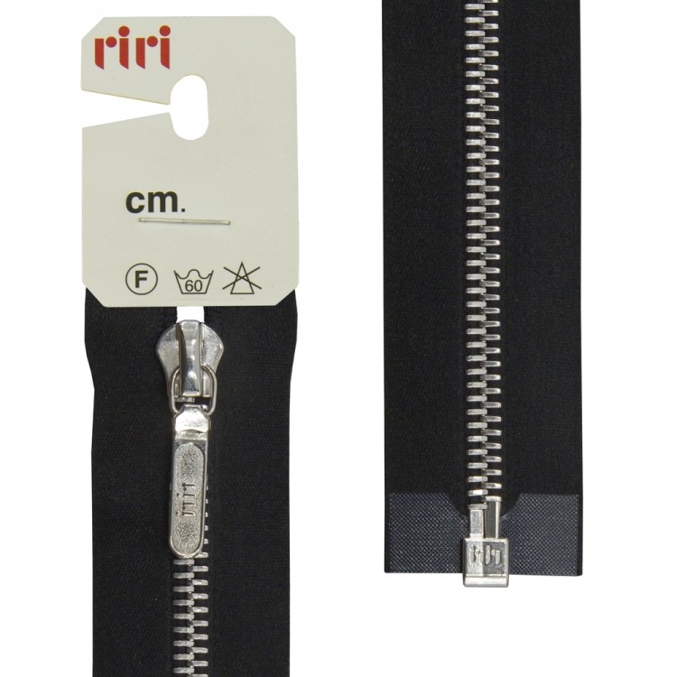 Riri 3551321/60/2110 Молния металлическая, разъемная, на атласной тесьме, 6 мм, 60 см, черный
