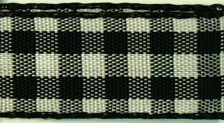SAFISA 466-15мм-01 Лента с рисунком клетка, ширина 15 мм, цвет 01 - черный