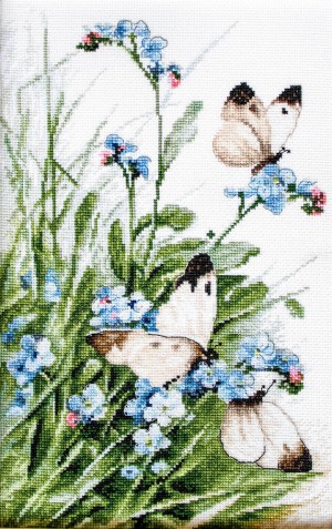 LetiStitch 939 Butterflies and bluebird flowers (Бабочки и синие цветы)