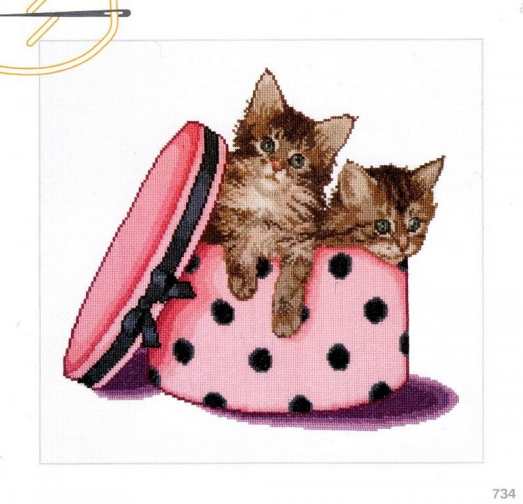 Набор для вышивания Thea Gouverneur 734A Kitten Twins