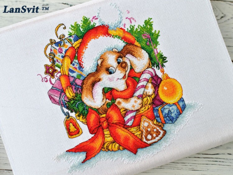 Набор для вышивания ЛанСвит Д-056 Новогодний щенок