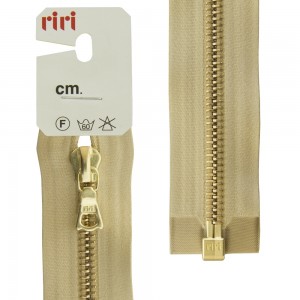 Riri 3503219/60/2213 Молния металлическая, разъемная, на атласной тесьме, 6 мм, 60 см, золотисто-бежевый