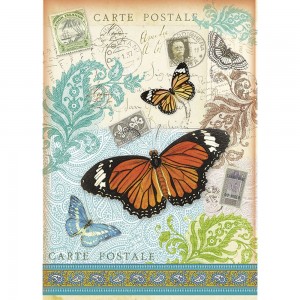 Stamperia DFSA4024 Бумага рисовая "Открытка с бабочками"