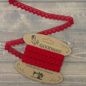 Goodman K-5004-216 Кружево плетеное, ширина 12 мм, цвет красный, 5 м