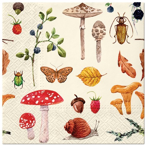 PAW Decor Collection SDL127500 Салфетка трехслойная для декупажа "Лесная ботаника"
