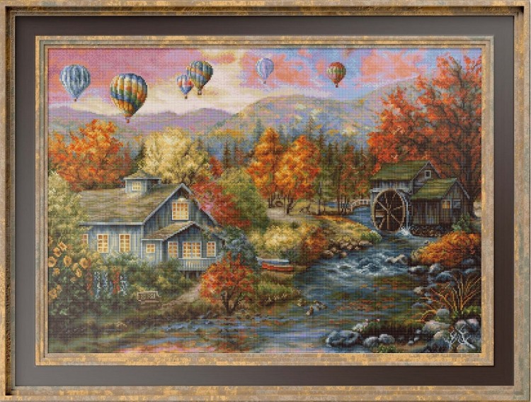 Набор для вышивания Luca-S B616 Мельница осеннего ручья
