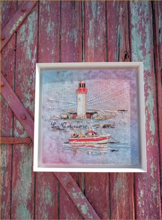 Французская вышивка крестом. Все оттенки океана Изабель Вотье (розовая)