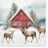 PAW Decor Collection TL232200 Салфетка трехслойная для декупажа "Красный дом в снегу"