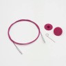 KnitPro Тросик поворотный для съемных спиц Thin & Flex, заглушки, ключик (фиолетовый с серебристыми разъемами)