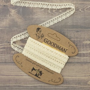 Goodman K-5001-02 Кружево плетеное, ширина 10 мм, цвет молочный, 5 м