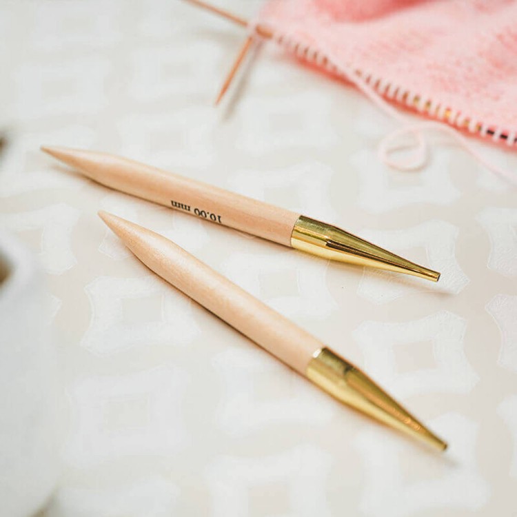 KnitPro Спицы съемные укороченные "Basix Birch" для длины тросика 20 см