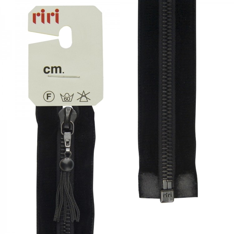 Riri 3556798/50/2110 Молния металлическая, разъемная, на бархатной тесьме, 6 мм, 50 см, черный