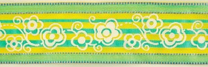 SAFISA 25239-38-02 Лента с рисунком, ширина 38 мм, цвет зеленый/желтый