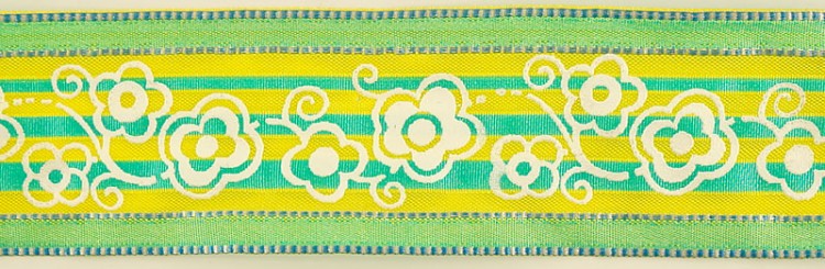 SAFISA 25239-38-02 Лента с рисунком, ширина 38 мм, цвет зеленый/желтый