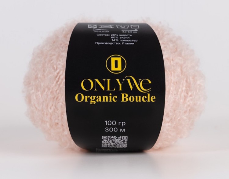 Пряжа для вязания OnlyWe MBU09 Organic boucle Светло-розовая пряжа буклированная (2 шт)