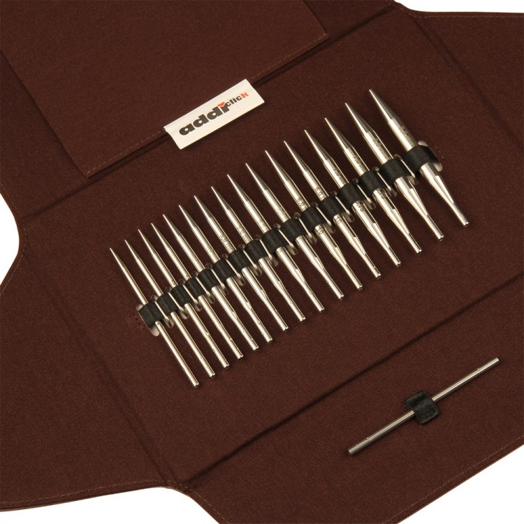 Addi 750-2/000 Набор круговых никелированных коротких спиц со сменными лесками AddiClick Lace Short Tips