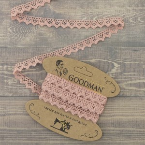 Goodman K-5004-87 Кружево плетеное, ширина 12 мм, цвет бледно-розовый, 5 м