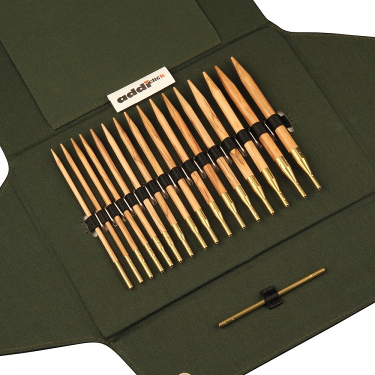 Addi 570-2/000 Набор круговых спиц из оливкового дерева со сменными лесками AddiClick Nature Olive